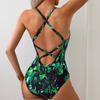 Print One Piece Swimsuit 2025 New Cross Back Slimming Swimwear Women Bathing Suit Surf Monokini Padded Bodysuit Swimming Suits