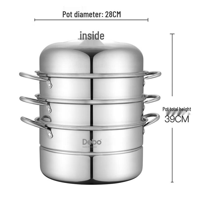 Debo Ladborg 28cm 3-Lagen Edelstahl Multifunktions-Dampfkochtopf