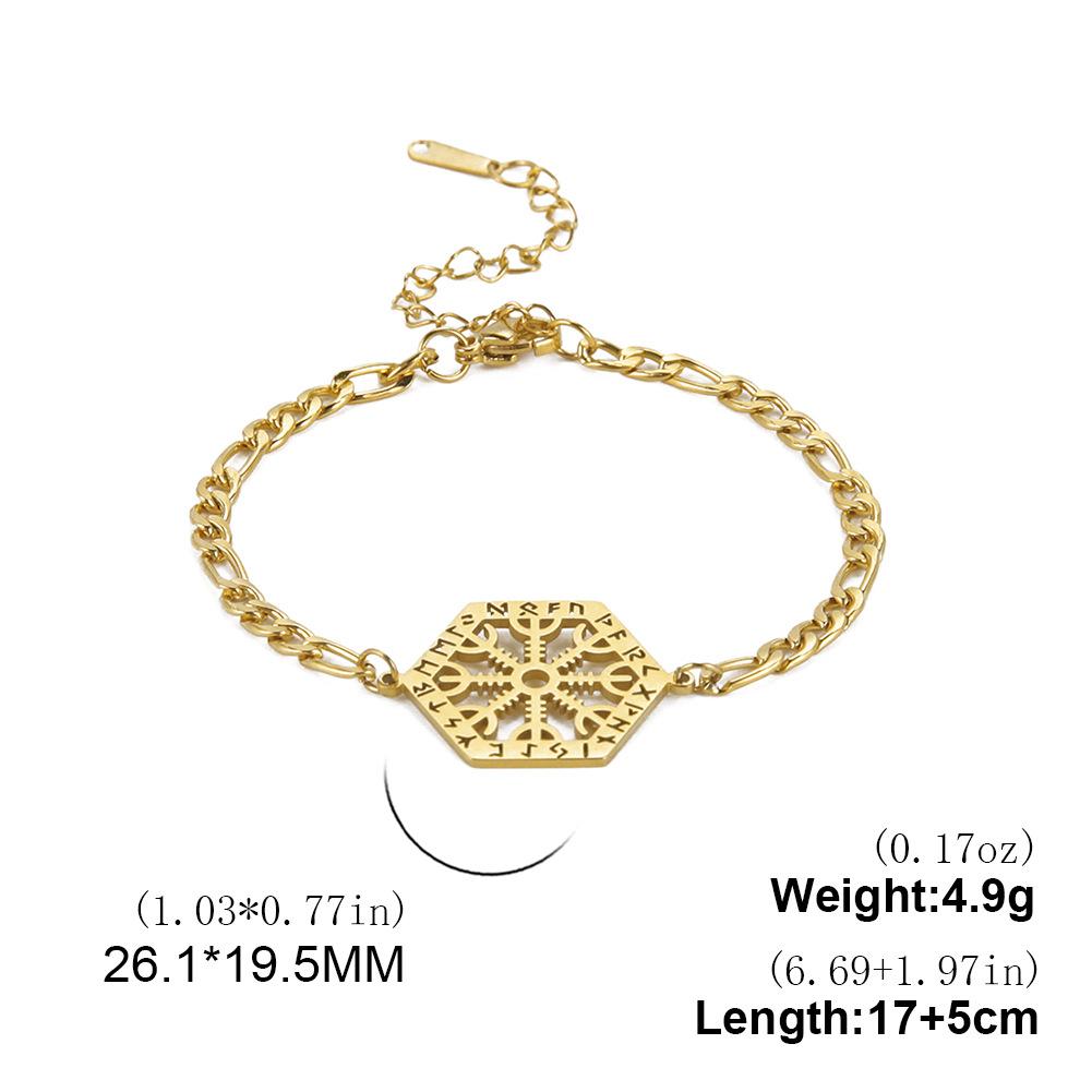 Nordisches Valhalla-Wikinger-Armband aus Edelstahl für Damen, schickes Wikinger-Armband mit nordischen 24 Alphabet-Runen und Schneeflocken-Scheibenanhänger