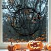 Black Halloween Decorations Happy Static Window Stickers, Spider Web And Bat Silhouette Decals, Stickers Self-Adhesive Glass Waterproof PVC for Doors