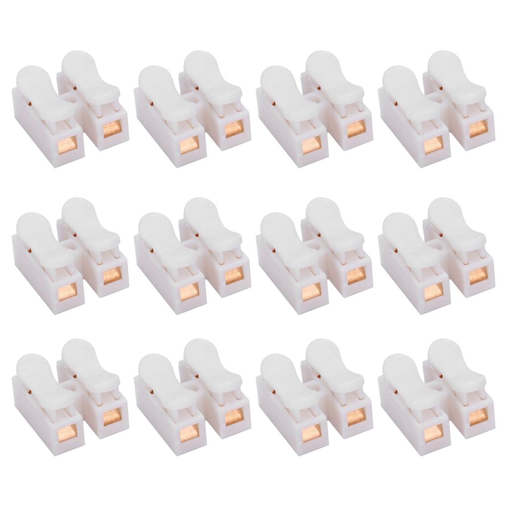 500Pcs 2 Pin Push Cable Connector Terminal Pure Brass Wire Quick Connect Clamp Parts CH2