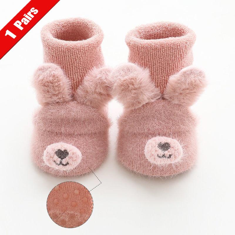 1/2Pairs Newborn Baby Socks For Girls Boys Winter Terry Soft Thick Warm Anti Slip Toddler Socks Cute Cartoon Infant Socks 0-3Y