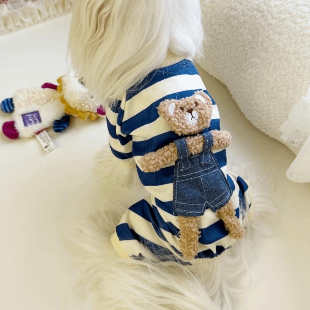 Keep Warm Winter Puppy Clothes Striped Pajamas Dog Jumpsuits Kawaii Pet Clothes  Corgi
