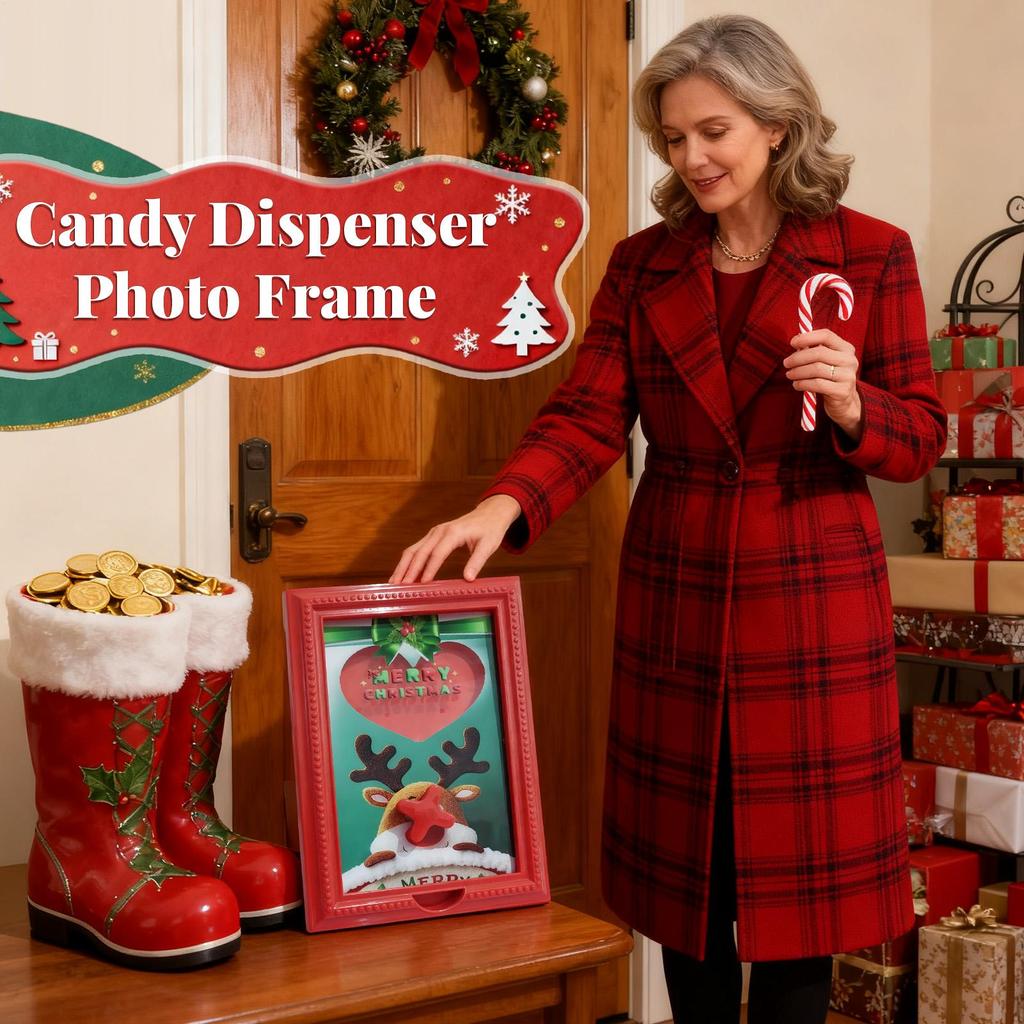 Candy Dispenser Picture Frame Holiday Christmas Reindeer Decor Gumball Machine Picture Frame For Birthday Holiday Christmas