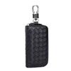 Men's Knitted Leather Car Key Pouch - Large Capacity Zipper Key Holder with Portable Keychain
