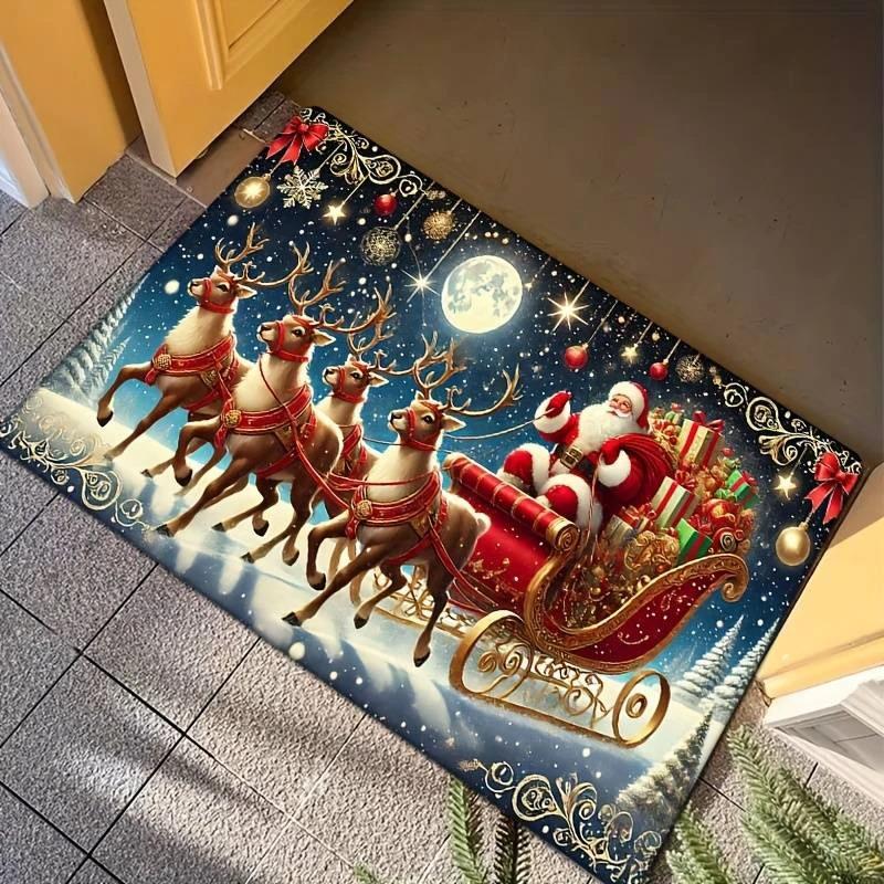Christmas-themed Door Mat Printed Small Rug Merry Words Home Bedroom Living Room Entrance Floor Mat Kitchen Bathroom Carpet