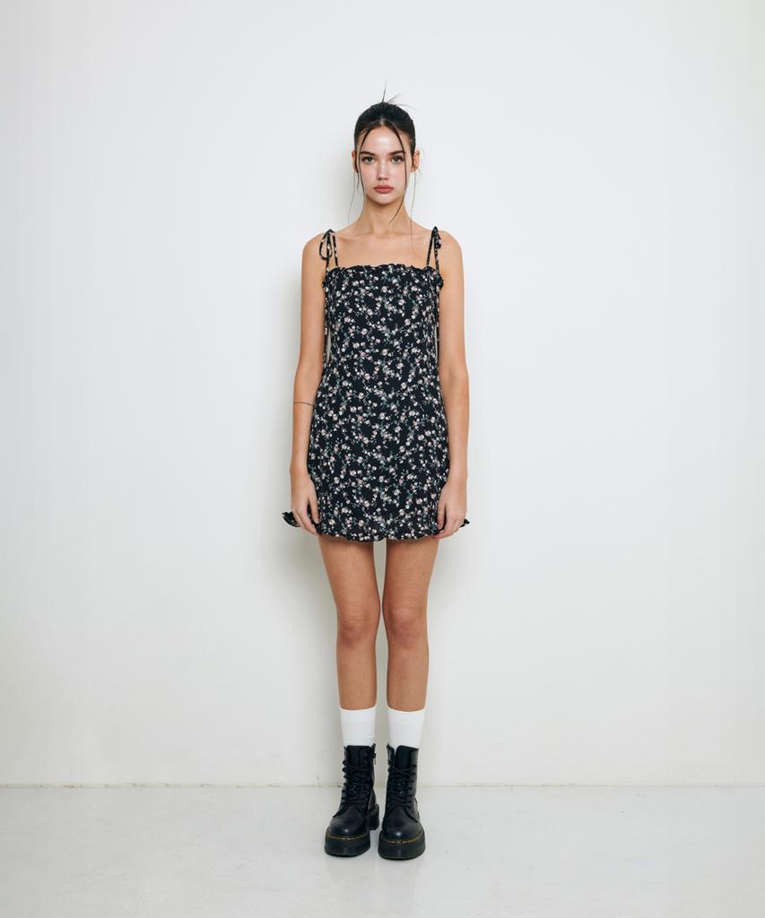 NOT YOUR ROSE Frill Mini Dress (Black)