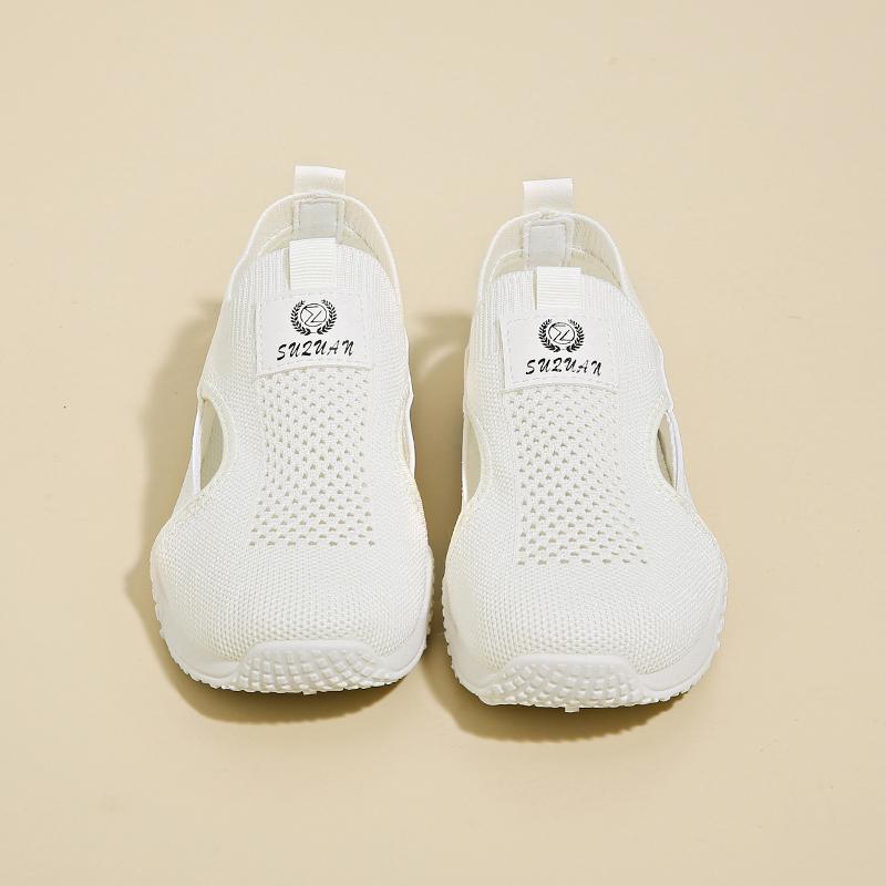 Fashion Hollow Out Breathable Toe Cap Sandals for Women, Summer Mesh Shoes, One Foot White Shoes, Casual Thick Soled Board Shoes