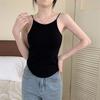 Women's Padded Cami Tank Top Double Lined Spaghetti Strap Basic Undershirts with Built In Bra Slim Fitted Summer Going Out Top