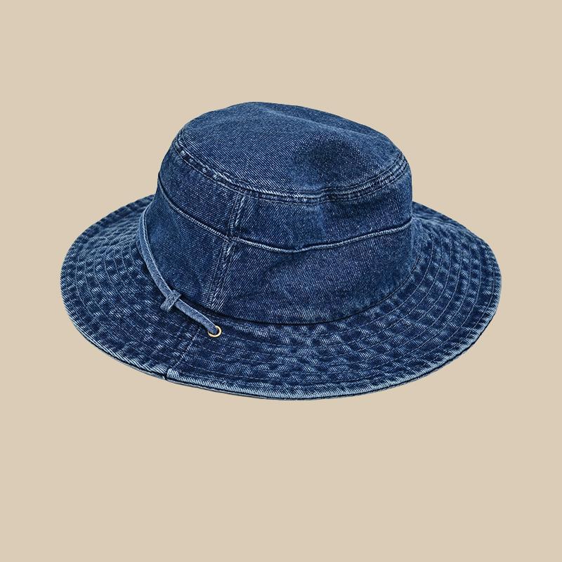 Retro Washed Cotton Denim Bucket Hat - Unisex Fisherman Cap For Women/Men, Spring/Autumn Sunshade With Vintage Distressed New