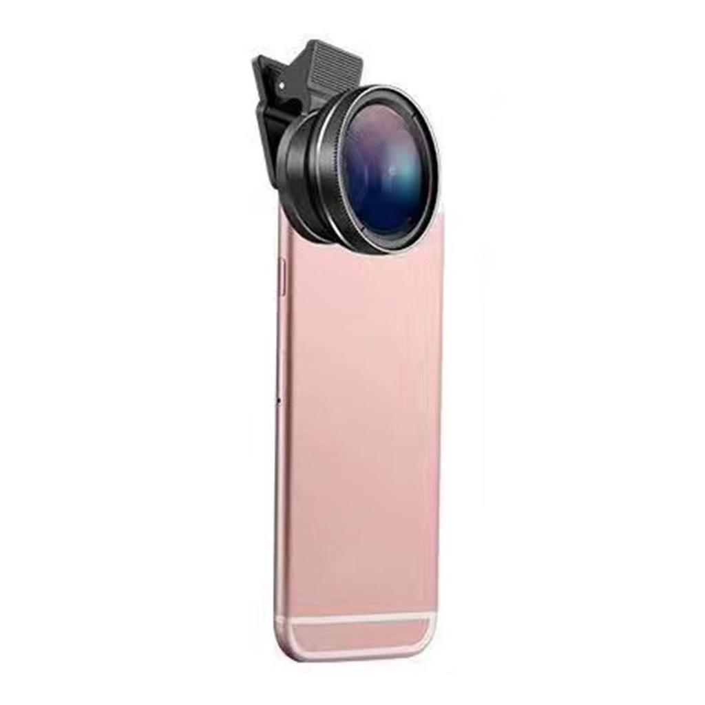 Smartphone Lens Black 0.45X Optical Glass Phone Camera Macro and Wide Angle Lens for Live Broadcast