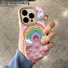 Phone Case: 2D Flat Lambskin Suitable for iPhone 18, 17, 16, 15, 14, 13 Pro Cases, Rainbow Clouds, Christmas and Halloween Gifts
