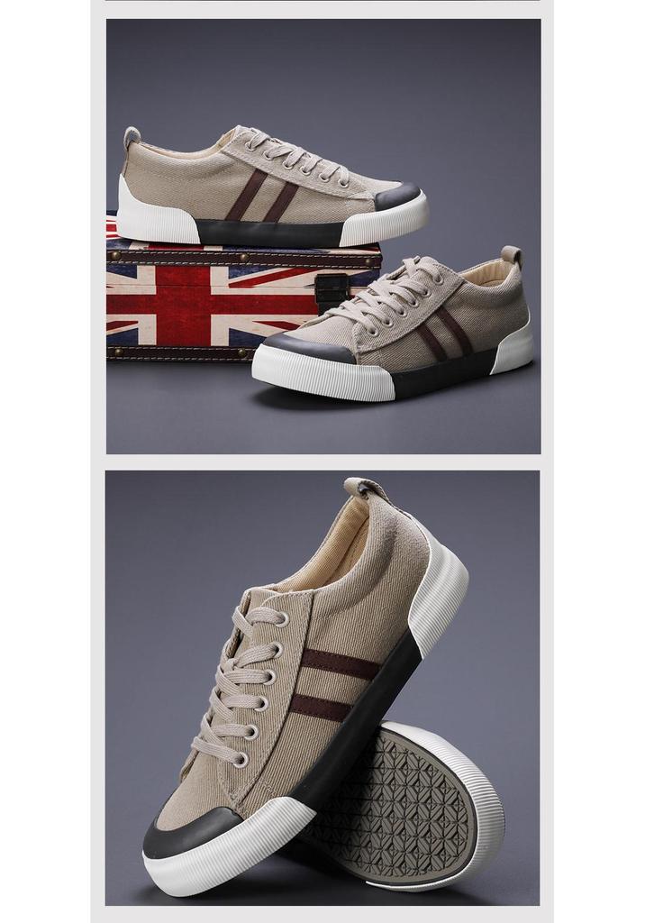 2026 Spring Men's Trendy Korean-Style Casual Canvas Shoes - Versatile & Comfortable Flat Bottom Sneakers