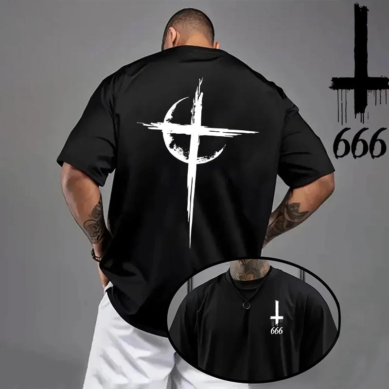 2026 Unisex Tshirt Satan Inverted Cross Print Gothic Streetwear Spring Summer Casual Tee Shirt 8 Styles Unisexs Clothes