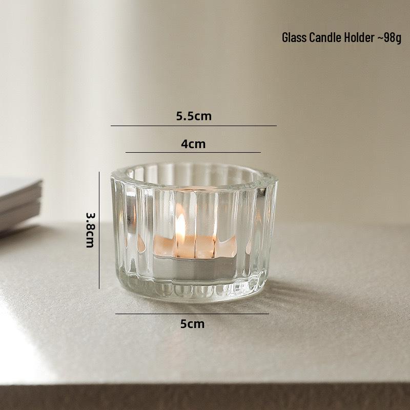 Vertical Stripe Transparent Glass Aroma Candle Holder