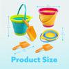 JOYFY 3 Packs Foldable Pail Bucket with Shovels Mesh Bag Collapsible Buckets Purpose for Beach Camping Gear Beach Party Fishing