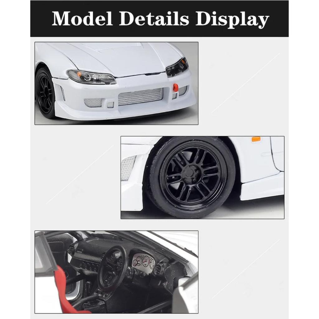 Welly 1/24 Nissan Silvia S15 Alloy Sports Car Model Diecast Metal Racing Car Model High Simulation Collection Childrens Toy Gift