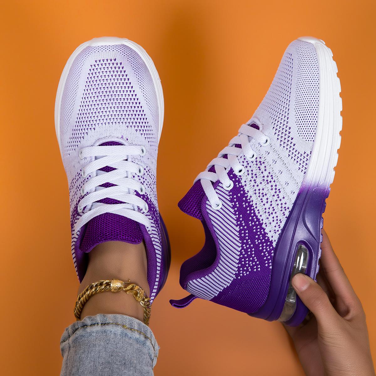 

Женские кроссовки для бега с воздушной амортизацией, летние дышащие спортивные кроссовки из полой сетки, легкие, с мягкой подошвой, мот 36 фиолетовый