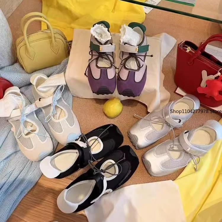 Fashion Bead Flats Casual Sneakers Woman Shoes Sport Loafers Summer 2025 New Trend Lace-Up Running Shoes Designer Comfort Zapatos Mujer