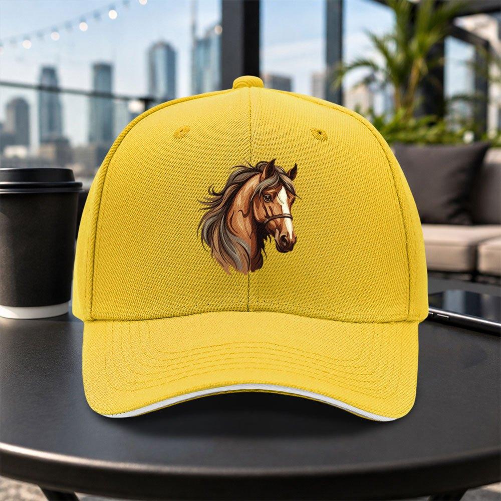 Brown Horse Pattern Adjustable Baseball Cap Unisex Lightweight Duckbill Hat for Unisex Women
