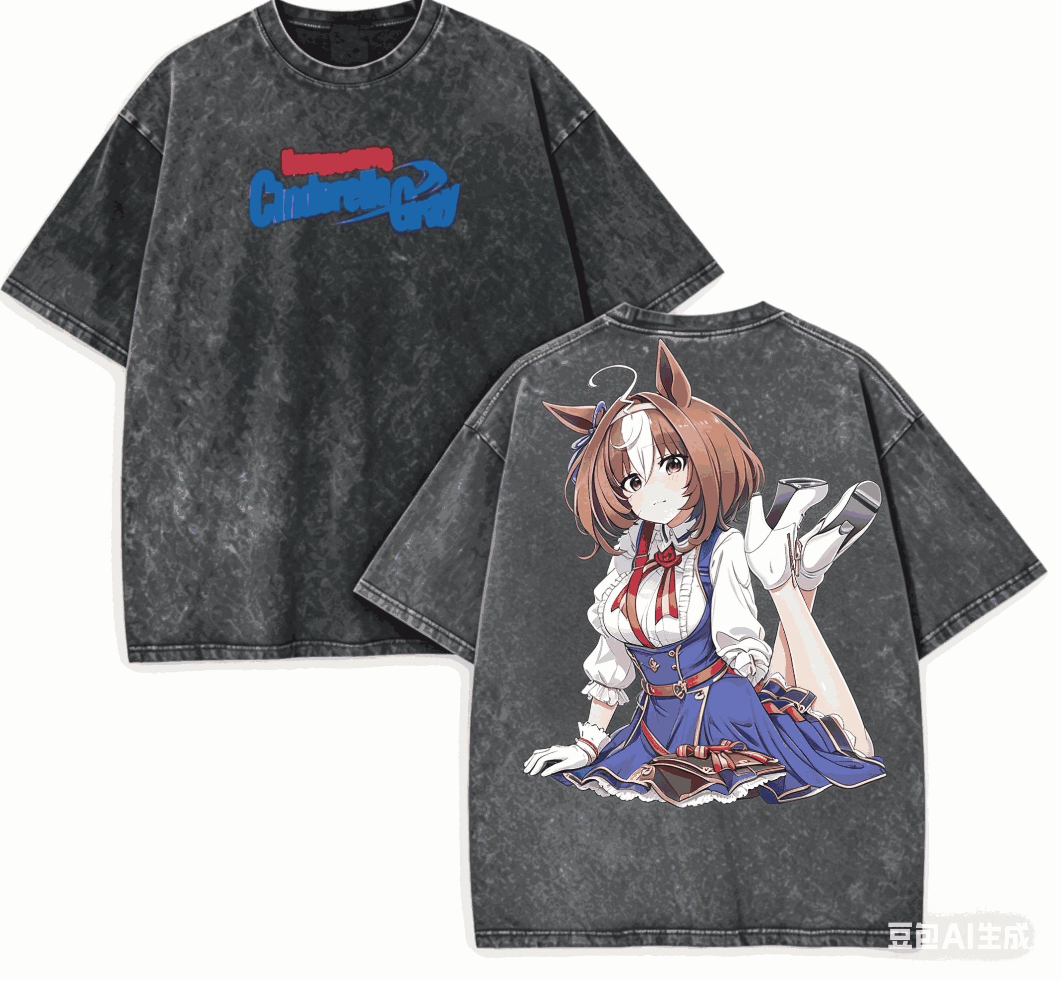 

Uma musume Washed Tshirt personality Clothes NewModel Anime Tshirt Year round clothing Plus Size Unisex Vintage Loose Classic S