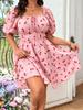 Print Dress Short Sleeve Cherry Print Large Size Dress