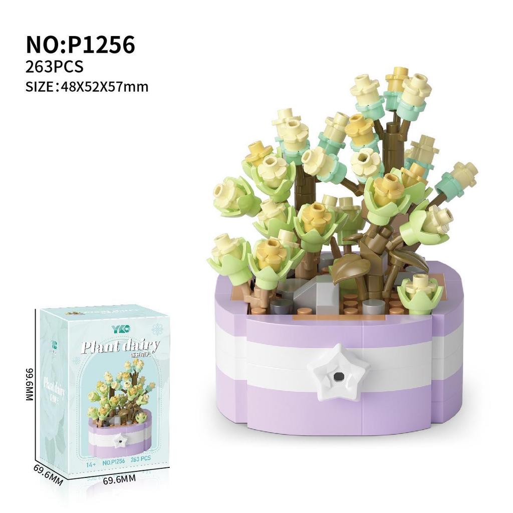 Lego-Compatible Micro Bricks Succulent Plant & Rose Bouquet Bonsai Girls' Assembly Toy Gift