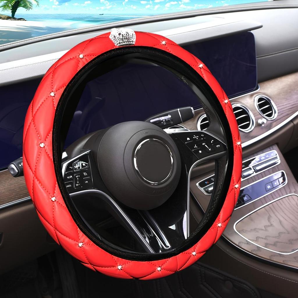 Coprivolante Scintillante in Ecopelle con Strass per Donne - Morbido, Confortevole, Senza Anello Interno, Vestibilità Perfetta, Nero con Dettagli in Strass