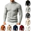 Men's Knit Sweater, Half Turtleneck Stretch Pullover, Striped and Color Casual Top