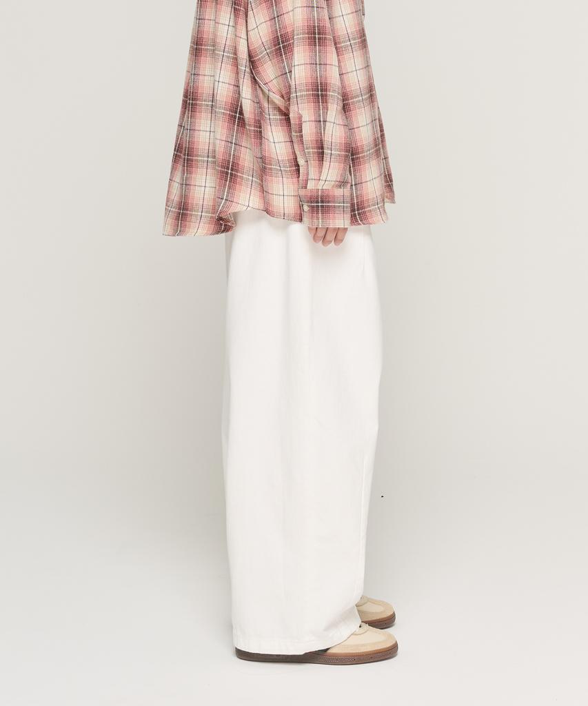 CARGOBROS FOR WOMAN Balloon String Wide Cotton Pants (White)