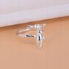 Silver Women's Adjustable Ring Universal Gift Falling Cat