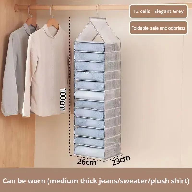 Home Wardrobe Storage, Hanging Bags, Pants, Layered Hanging Clothes, Separated and Organized Items, Fabric Storage Rack