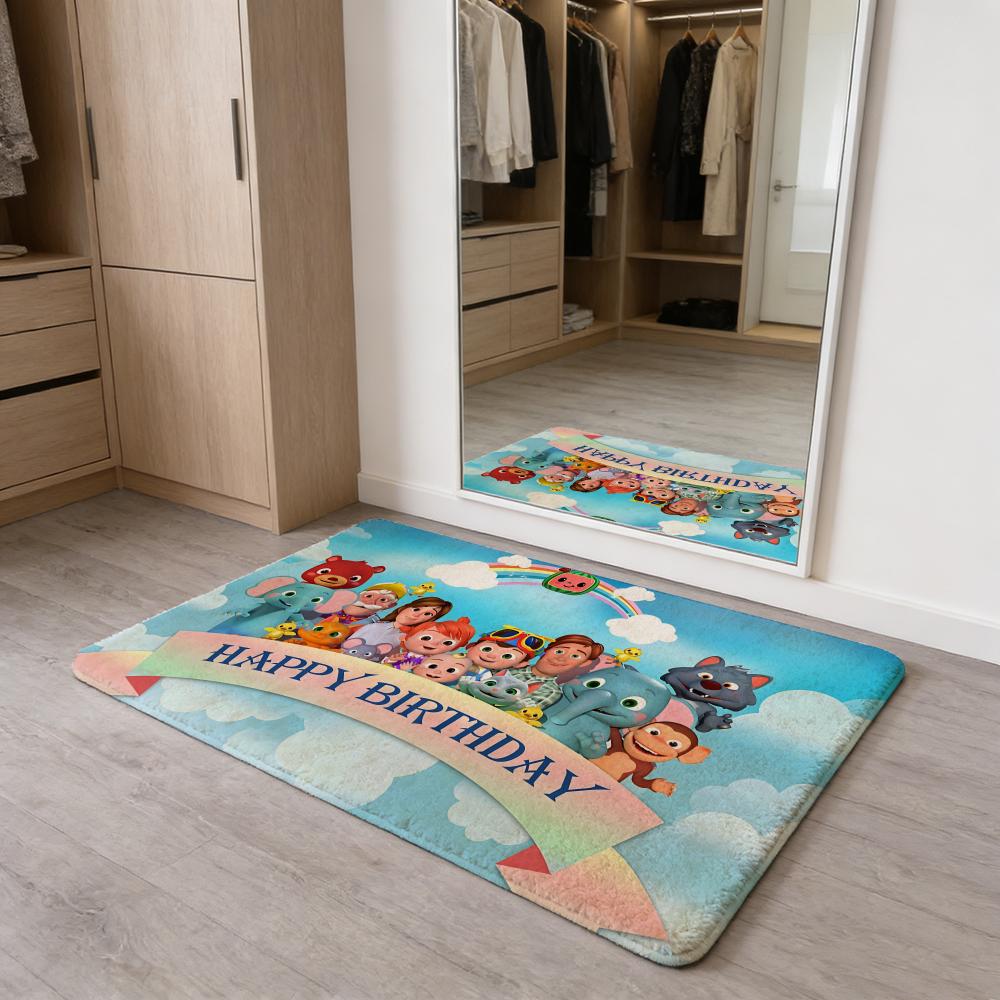 

Cute C-CoComelon Floor Mat Flannel Door Mat Non-Slip Absorbent Washable Indoor Home Rug 40x60cm