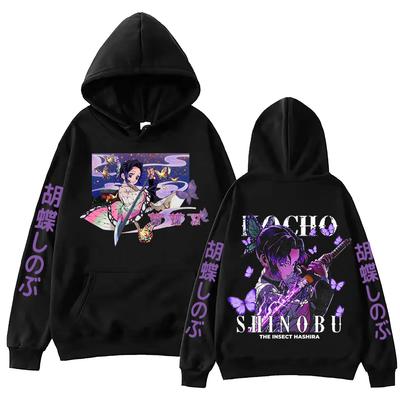 Anime Demon Slayer Kochou Shinobu Hoodie Harajuku Hip Hop Pullover Tops Sweatshirt Gift