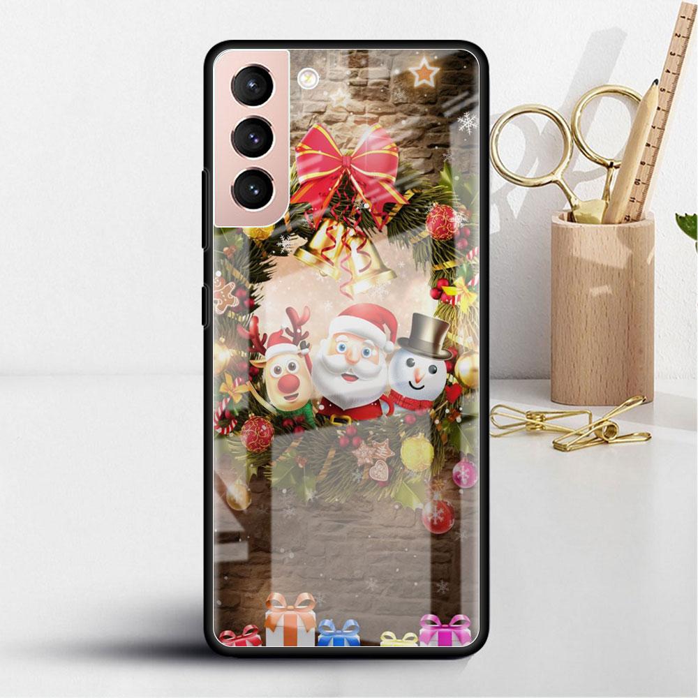 

Christmas Santa Claus Glass Case For Samsung Galaxy S22 S20 FE S21 Plus Phone Cover S10 5G S9 Note 20 Ultra 10 Lite Shell Samsung S21 5G