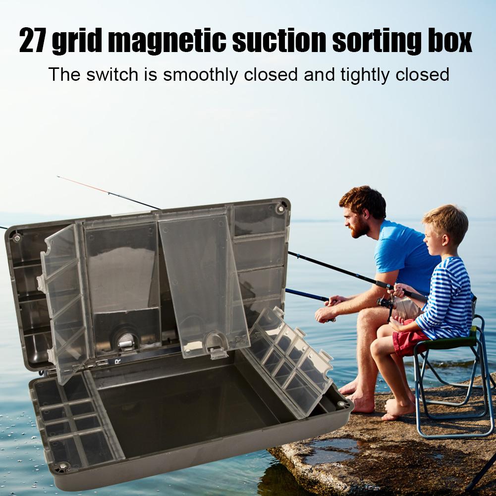 Storage Cases Portable Fishing Tackle Storage Organizer 27 Grid Magnetic Multipurpose Compartments Fishing Gear Accessories