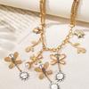 ZA New Personalized Exaggerated Petal Butterfly Pendant Necklace Earrings Temperament Jewelry