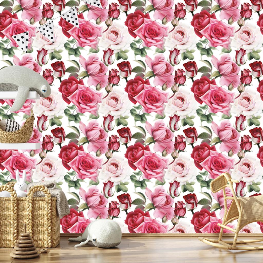 Rose wallpaper in fashionable colors for the living room and bedroom 50x1000