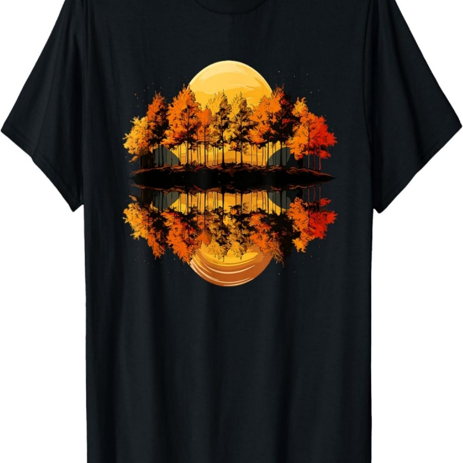 Nature Reflection Forest Trees Outdoor Wildlife T-Shirt(4) S чёрный