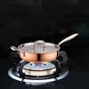 Stainless Steel Frying Pan Cooking Kitchen Ergonomic Handle Saute with Lid Deep