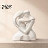 Romantic Couple Sculpture 3D Printed Hugging Heart-Shaped Sculpture, Embrace Figurine with Matte White Finish, Modern Minimalist Decor Tabletop