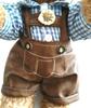 [USED] Teddy bear in Oktoberfest costume: gingham shirt and overalls