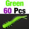 MNFT 60Pcs 45mm/0.4g Luya Soft Fishing Bait PVC Root Fish Bait 3-tail Spiral Multi-Colors Slug Bait