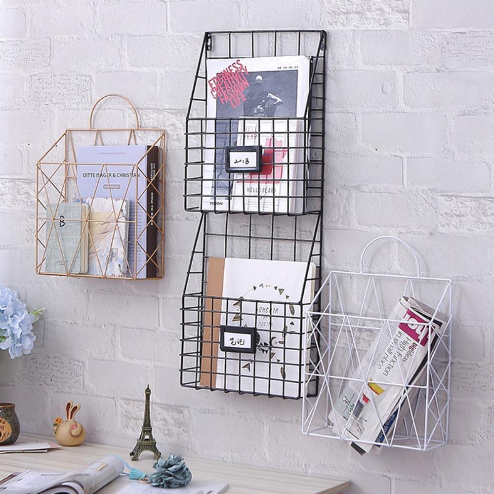 Iron Heavy Duty for Office Home Newspaper Holder Bookshelf Desktop Organizer Rack File Holder