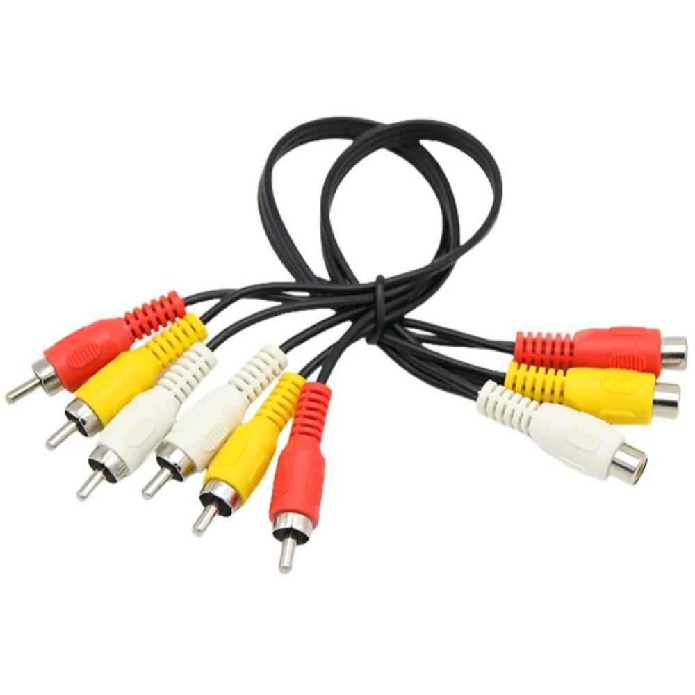 3 RCA Male to 6 RCA Female AV Splitter Cable Audio‑Video Transfer Wire for TV DVD Set‑Top Box Home Media Playback Equipment