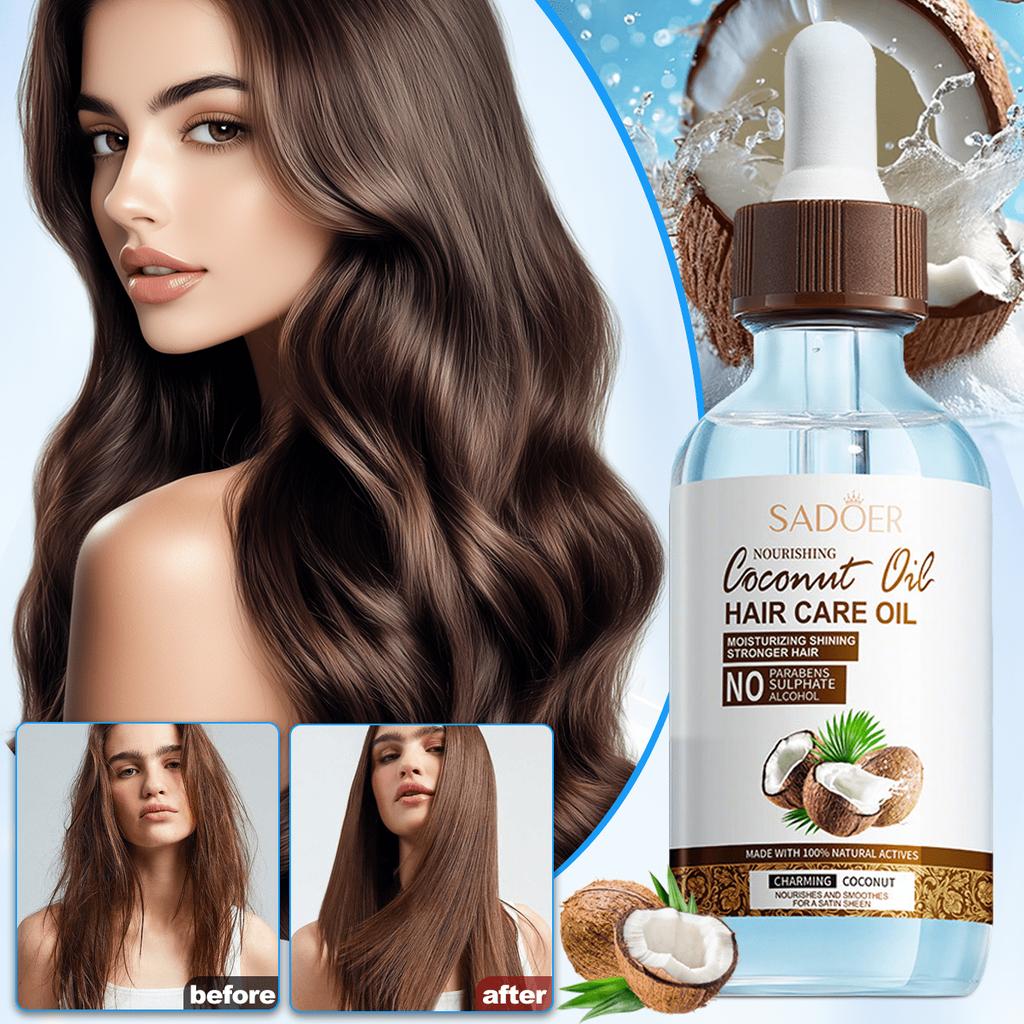 1pc 60ml Coconut Oil Nourishing Hair Oil, Hair Essence, Moisturizes Hair, Smoothes Frizz, Nourishes