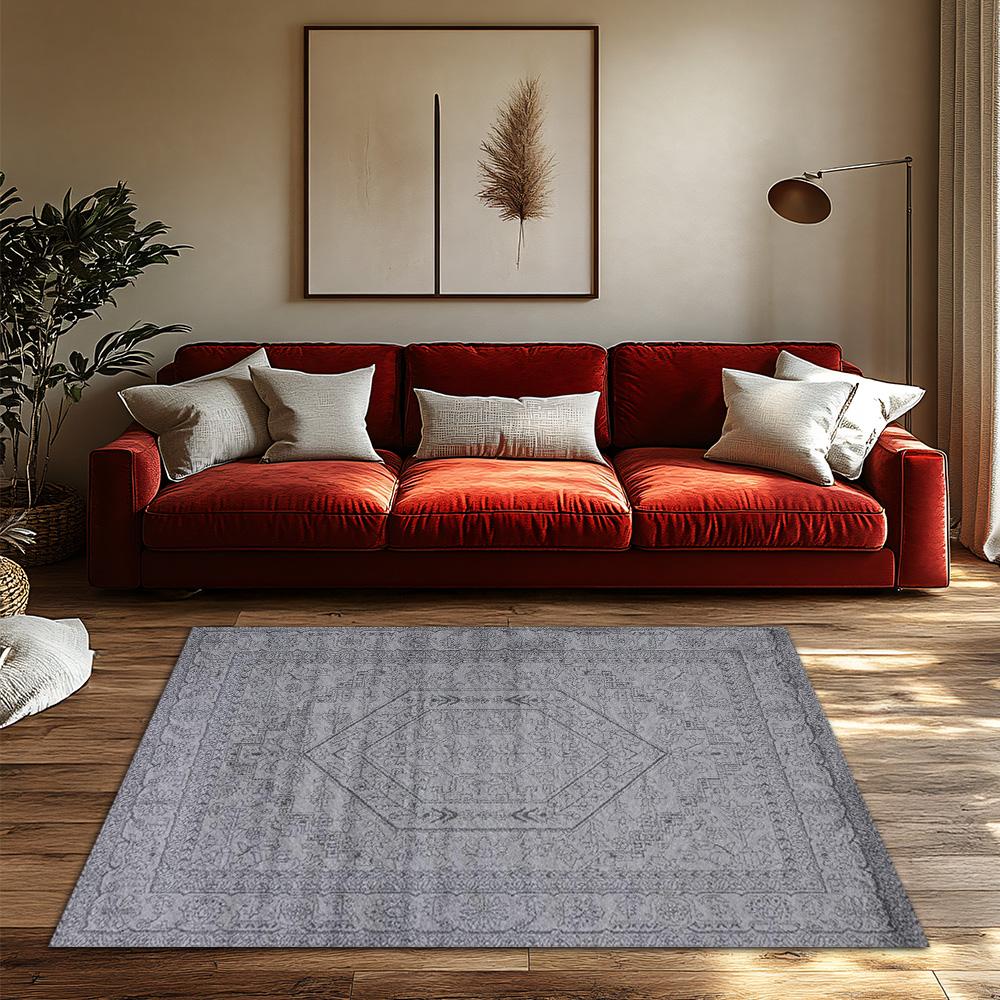 Light Gray Geometric Area Rug, Scandinavian Non-Slip Carpet, Modern Living Room Mat for Cozy Home Decor Ethnic patterns