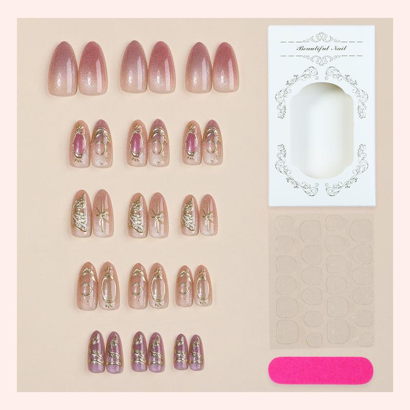 30 cross-border 3d three-dimensional relief gilt lines pearl cat eye gradual change butterfly wings manicure nail piece prefabricated nail