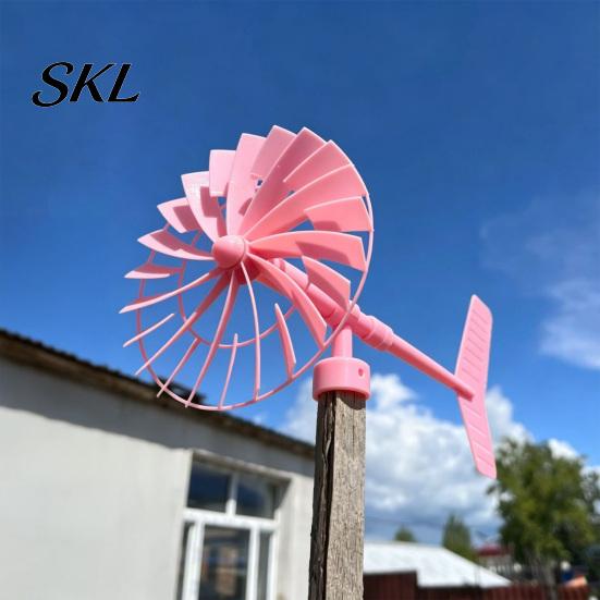 3D Printed Windmill Garden with Weathervane, Colorful Outdoor Yard Stake Hollow Wind Spinner Spinning Blades, UV-Resistant Ornament for Lawn