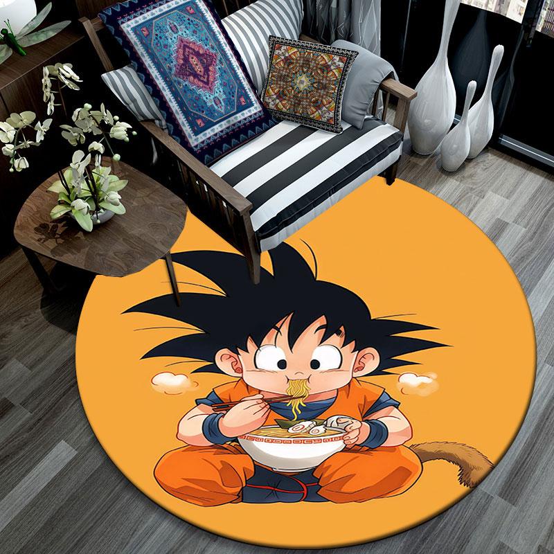 Goku Cartoon pattern round rug,Carpet Rug for Living Room Bedroom Playroom ,Non-slip Floor Mat,Holiday Gifts and Birthday Gifts.